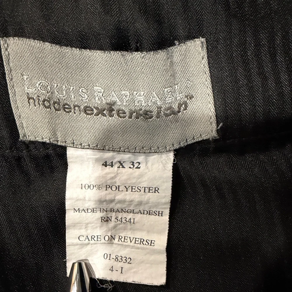 Louis Raphael Men's Dress Pants 44x32 Dark Charcoal Hidden Extension Waistband